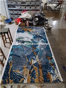 Tablet Marble Mosaic Paiting Artwork Create Craft