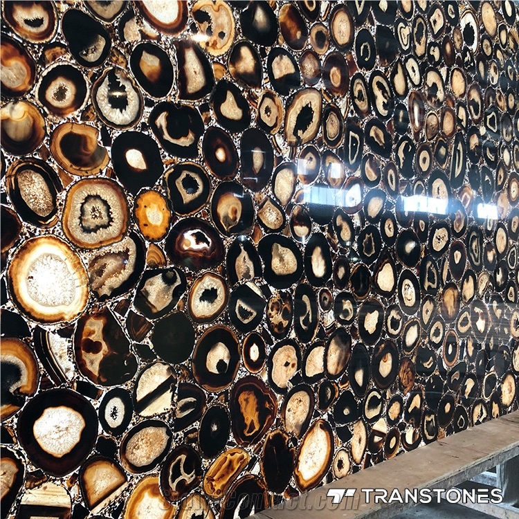 Brown Agate Panel Backlit Onyx for Wall Hotel Deco