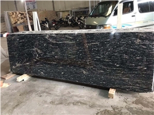 China Cheap New Black Galaxy Granite Tile Slab Top