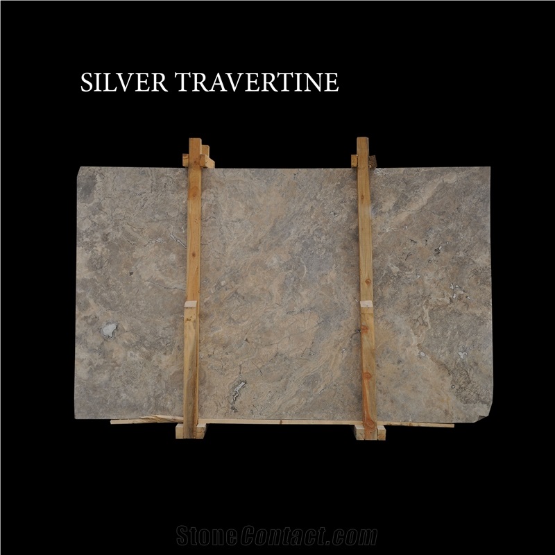Silver Travertine Slabs, Grey Travertine