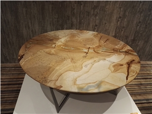 Irregular Shape Marble Top,Multicolor Coffee Table