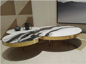Panda White Marble Tabletops Tables Coffee Tables