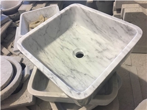 Customized Square Tulip Brown Marble Basin Bowl