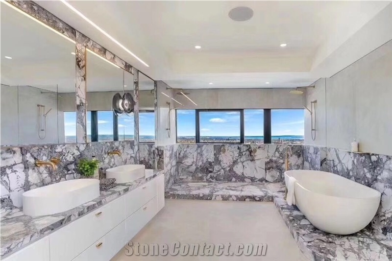 Iceberg Honed White Marble Bathroom Tile