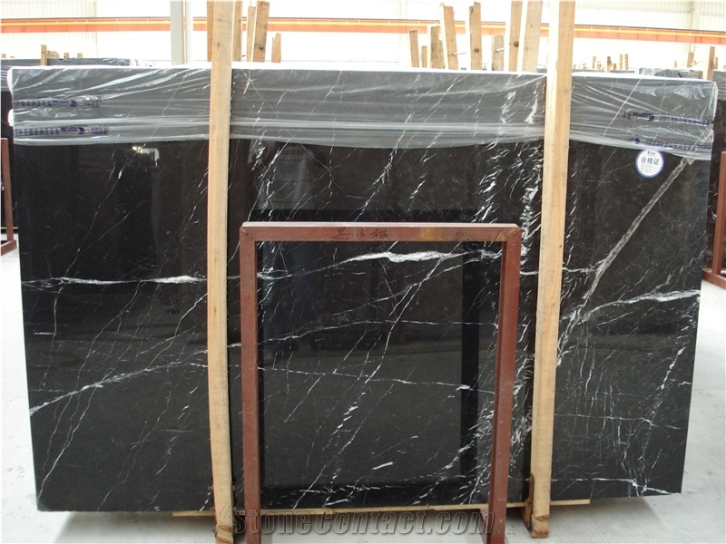 Much White Veins Popular Nero Marquina for Sale