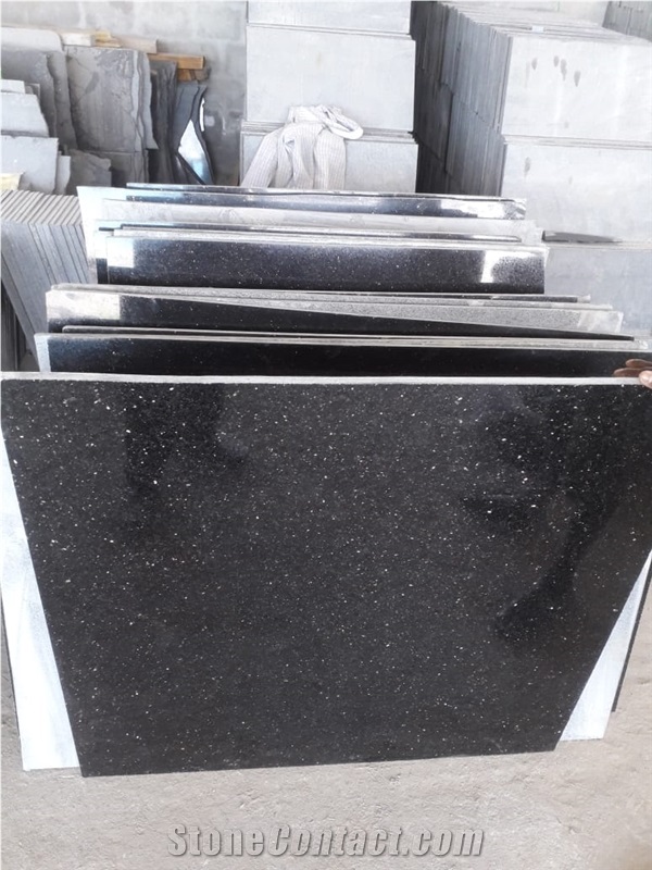 Popular Black Granite Black Galaxy Tiles Slab