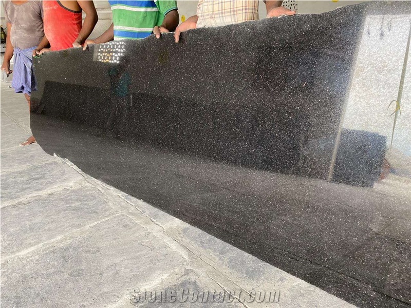 Popular Black Granite Black Galaxy Tiles Slab