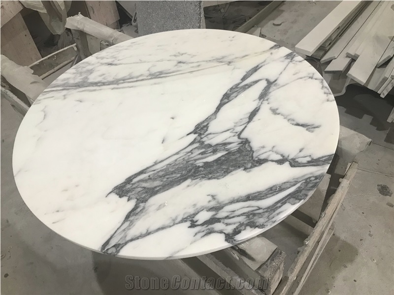 Round Top Dinning Table by Calacatta Marble