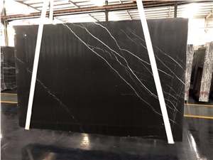 Very Famous China Nero Marquina Black Marble Slabs