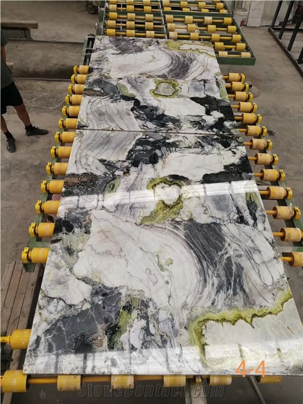 White Beauty Ice Green Marble Slab for Countertops
