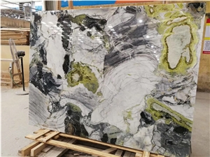White Beauty Ice Green Marble Slab for Countertops