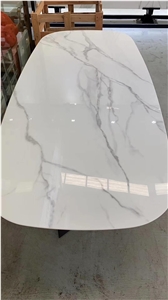 Crystallized White Marble Table Tops