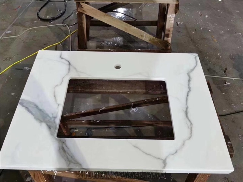 Crystallized White Marble Table Tops