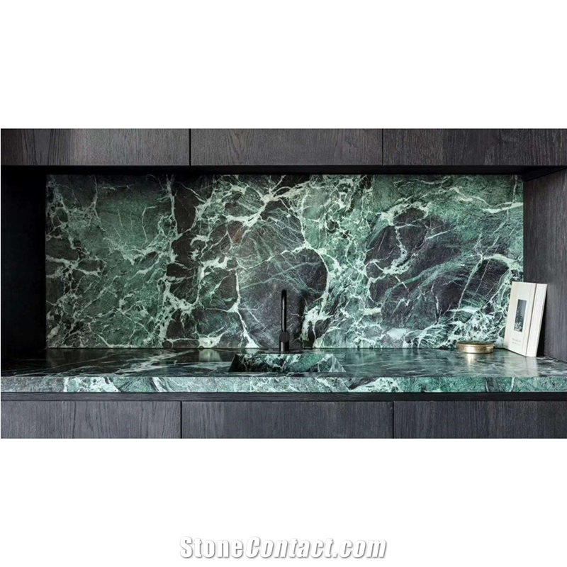 Prada Green Marble Kitchen Design
