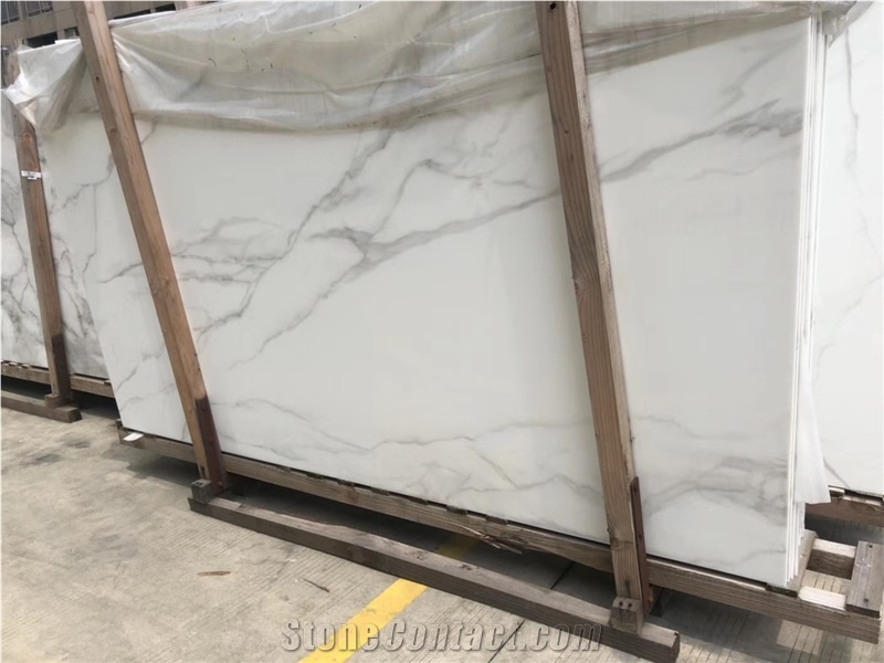 White Artificial Stone with Black Veins Slabs