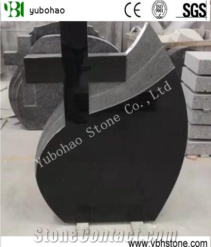 Absolute Blackblack Granite Cross Tombstone From China