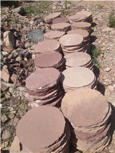 Natural Pink Sandstone Round Garden Stepping Stone