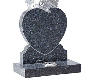 Angel with Heart Shape Grey Granite Gravestones