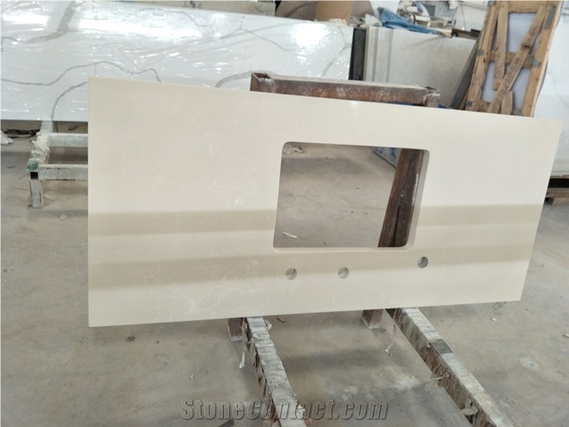 Artificial Beige Quartz Stone Countertop Ms6805