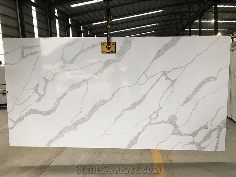 Artificial Marble Slab White Calacatt Quartz Stone