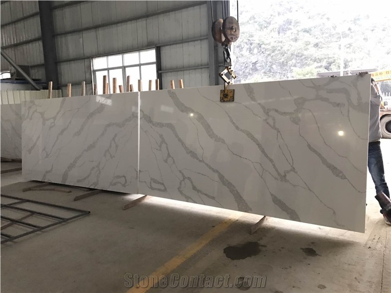 Artificial Marble Slab White Calacatt Quartz Stone