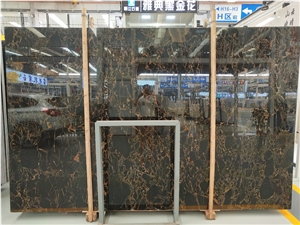 Athenian Black Gold Flower Marble Stone Black
