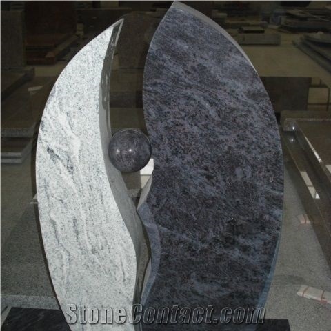 Bahama Blue Granite Headstone with Special Design