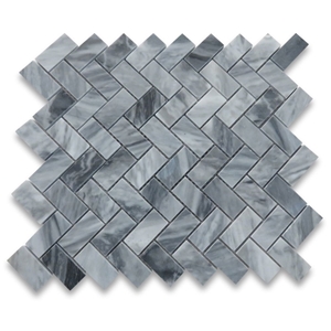 Bardiglio Gray 1x2 Herringbone Mosaic Tiles