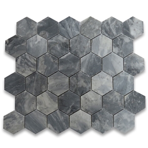 Bardiglio Gray 2 Inch Hexagon Mosaic Tile Polished
