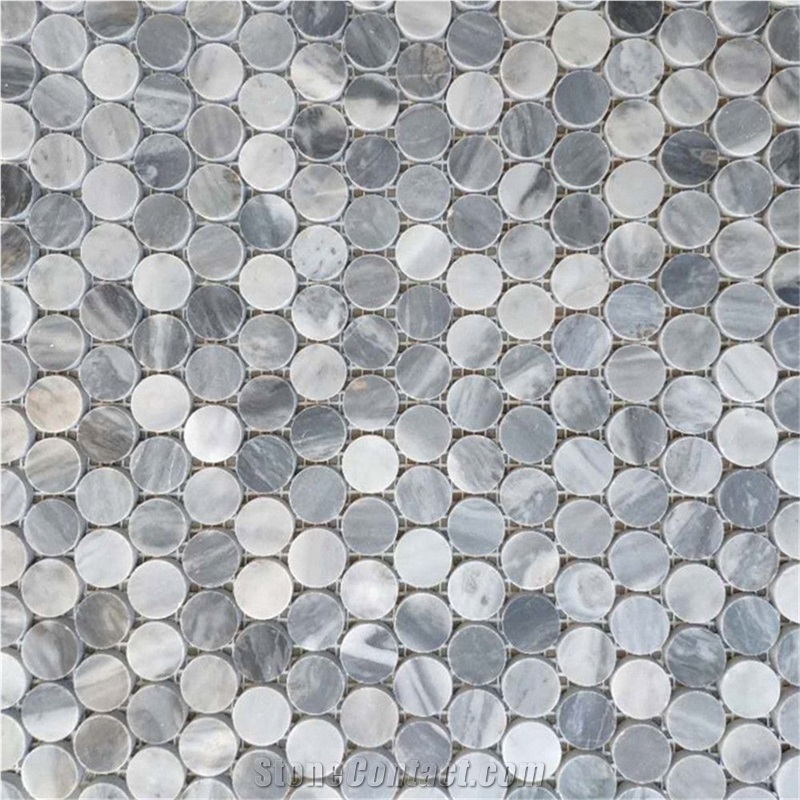 Bardiglio Gray 3/4 Penny Round Mosaic Polished
