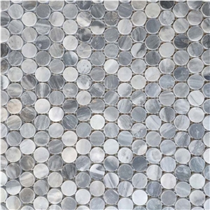 Bardiglio Gray 3/4 Penny Round Mosaic Polished