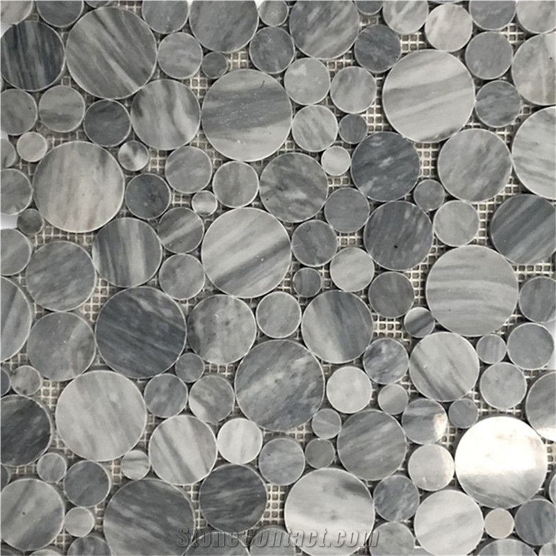 Bardiglio Gray Bubble Round Mosaic Tile Polished