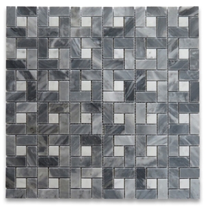 Bardiglio Gray Target Pinwheel Mosaic Carrara Dots