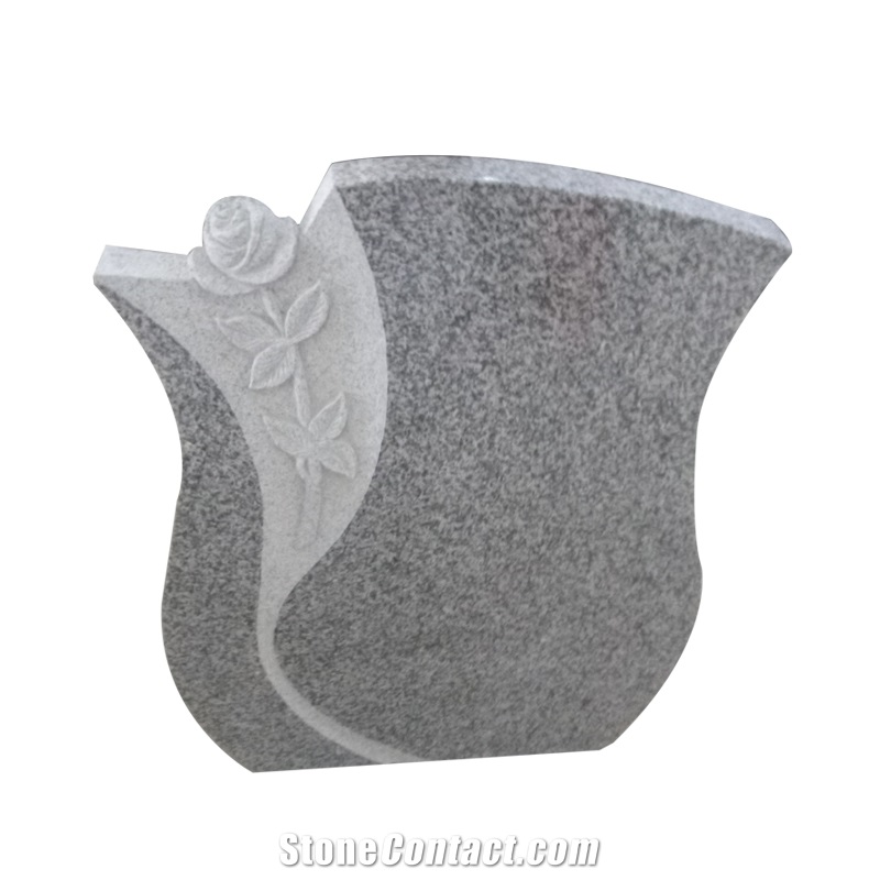 Beautiful Flower Engraving G623 Granite Headstone