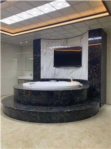 Black Gold Flower Marble Hotel Bathroom Design