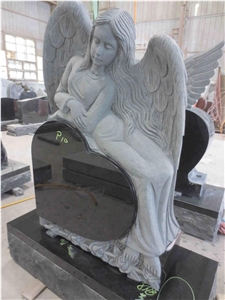 Black Granite Cemetery Mausoleum Angel Designs