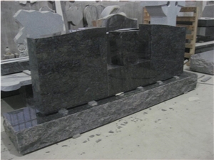 Black Granite Double Headstones with Vase