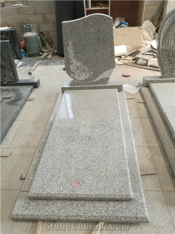 Black Granite for Cross Gravestones with Vases
