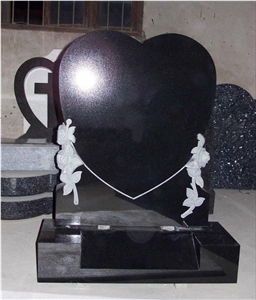 Black Granite for Heart Tombstones