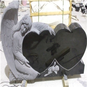 Black Granite Monuments with Angel and Hearts