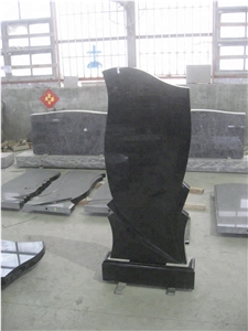 Black Granite Russian Style Upright Tombstones