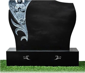 Black Granite Tombstones with Flower and Angel