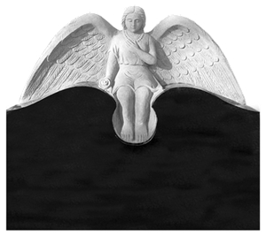 Black Granite Upright Angel Engraving Headstone