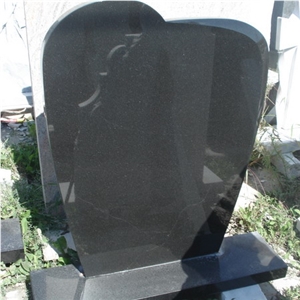 Black Heart with Flower Tombstone Granite