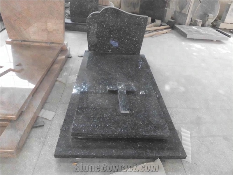 Blue Pearl Granite France Style Tombstones
