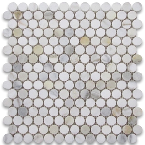 Calacatta Gold 3/4 Inch Penny Round Mosaic Tile