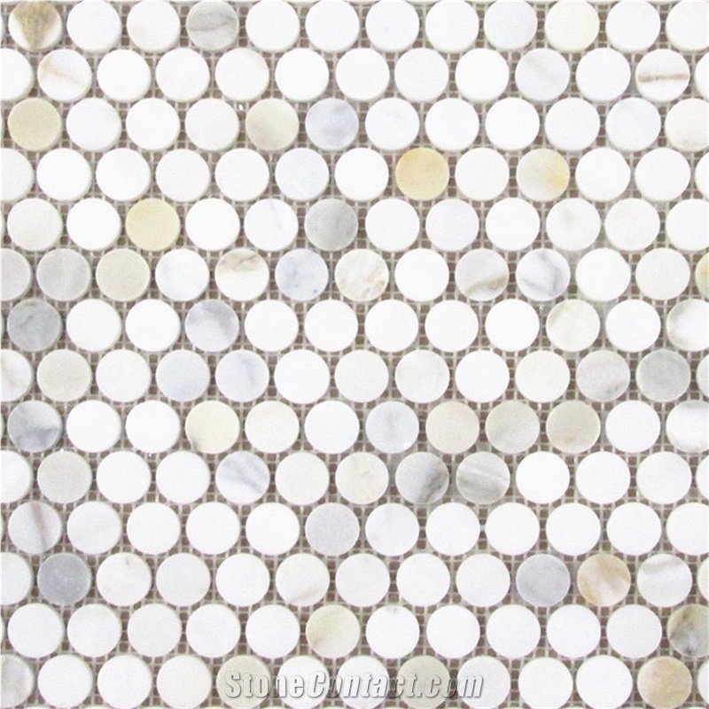 Calacatta Gold 3/4 Inch Penny Round Mosaic Tile