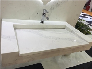 Calacatte White Quartz for Bathroom Sinks Ms7004