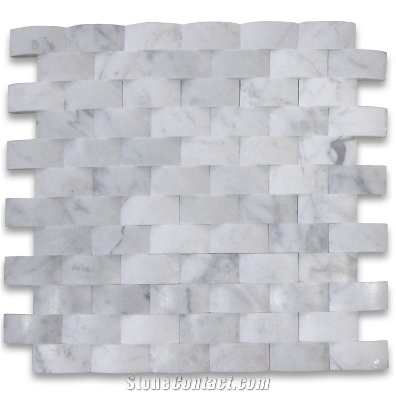 Carrara 3d Cambered 1x2 Brick Curved Arched Mosaic