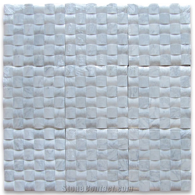 Carrara 3d Cambered 2x2 Curved Arched Mosaic Tile
